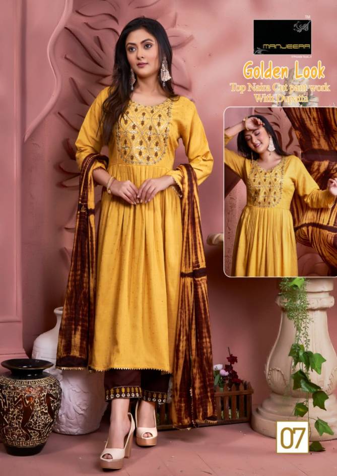 Manjeera Golden Look Fancy Wear Wholesale Readymade Salwar Suit Catalog